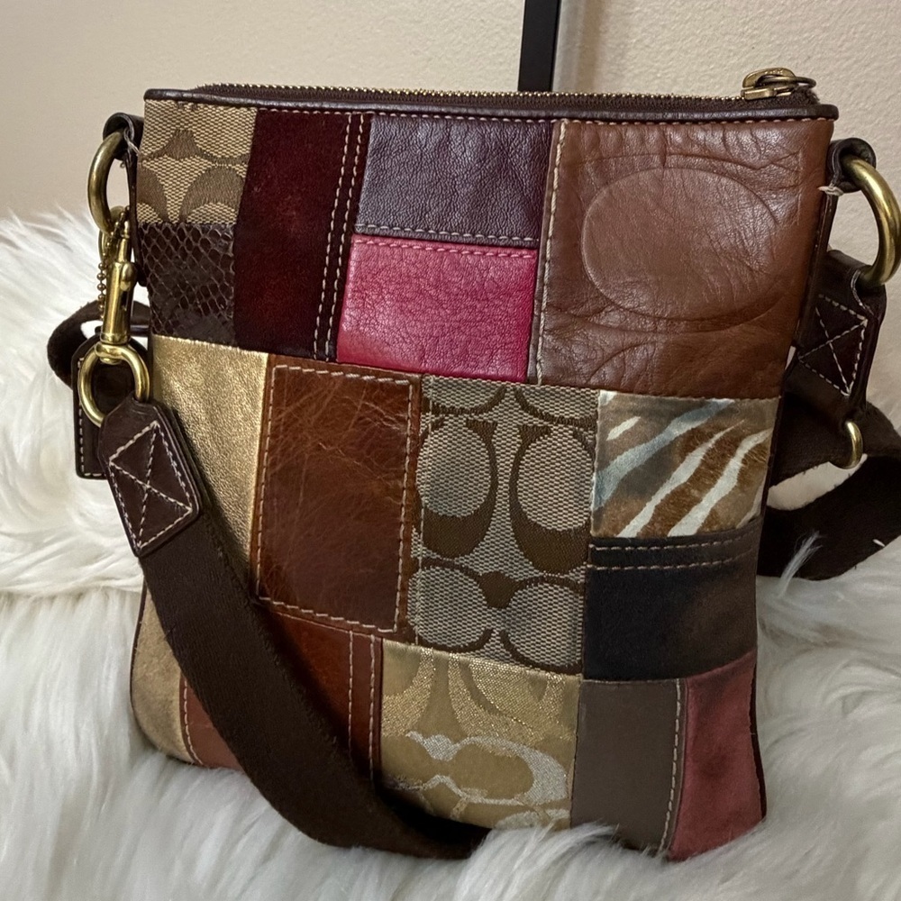 Vintage Coach #10489 Multicolor Patchwork Crossbody Bag